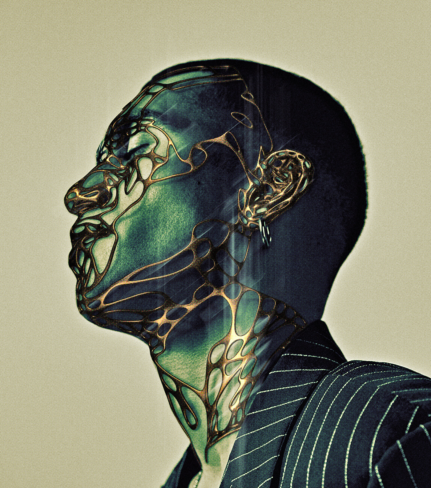 3D Graphic artist digital mask music portrait Render visual