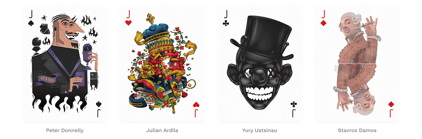 Poker Playing Cards deck design creative Collaborative Collective  Project spads hearts diamonds clubs joker product art project