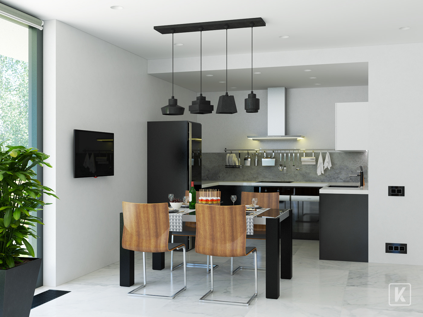 kitchen house swimming pool design Interior minimalist brutal home idea modern