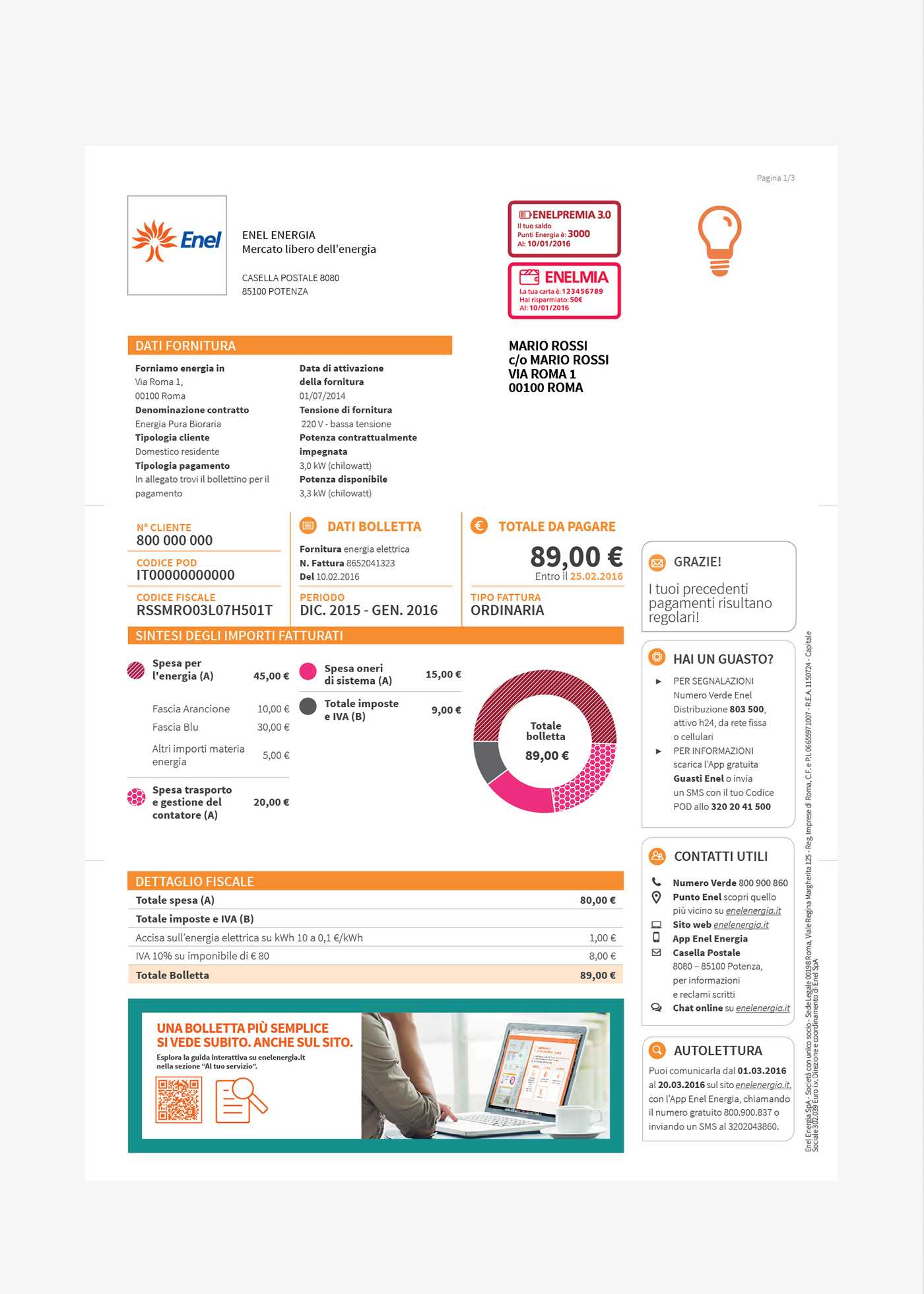 bolletta 2.0 Document design document enel Logotel bills bill infographic