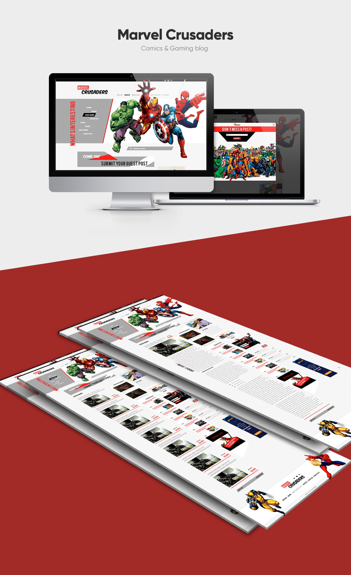 Blog Web Design  Figma UI/UX user interface ui design UX design marvel comics