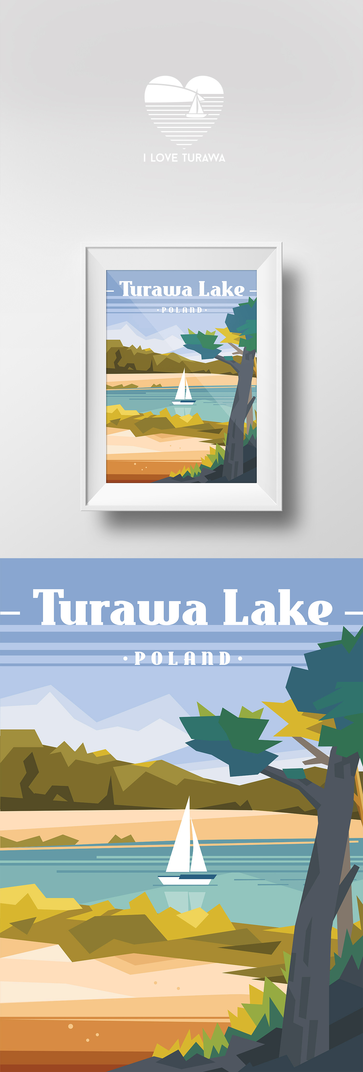poster lake water view Landscape plakat turawa opole summer ship