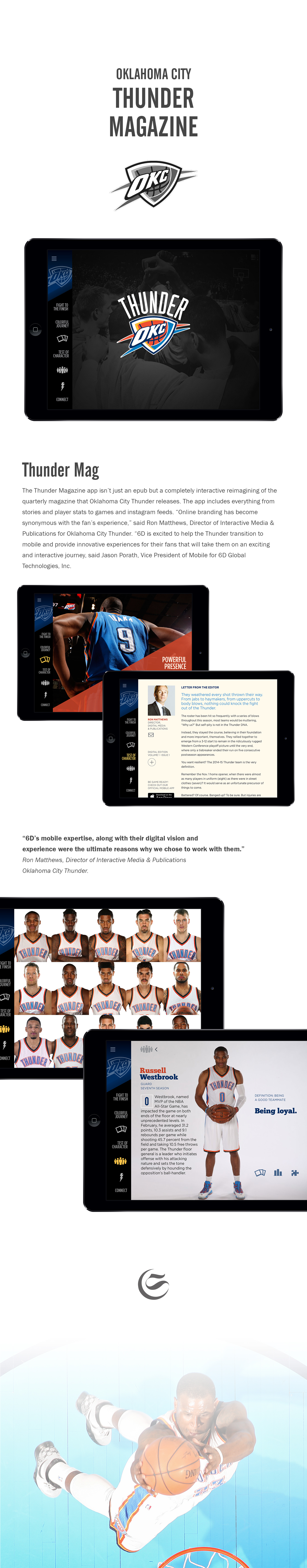 DPS adobe national basketball association NBA digital publishing suite Oklahoma City Thunder basketball 6d storycode kat topaz beth baumberger john cunningham joe preston scott landis 6D Global