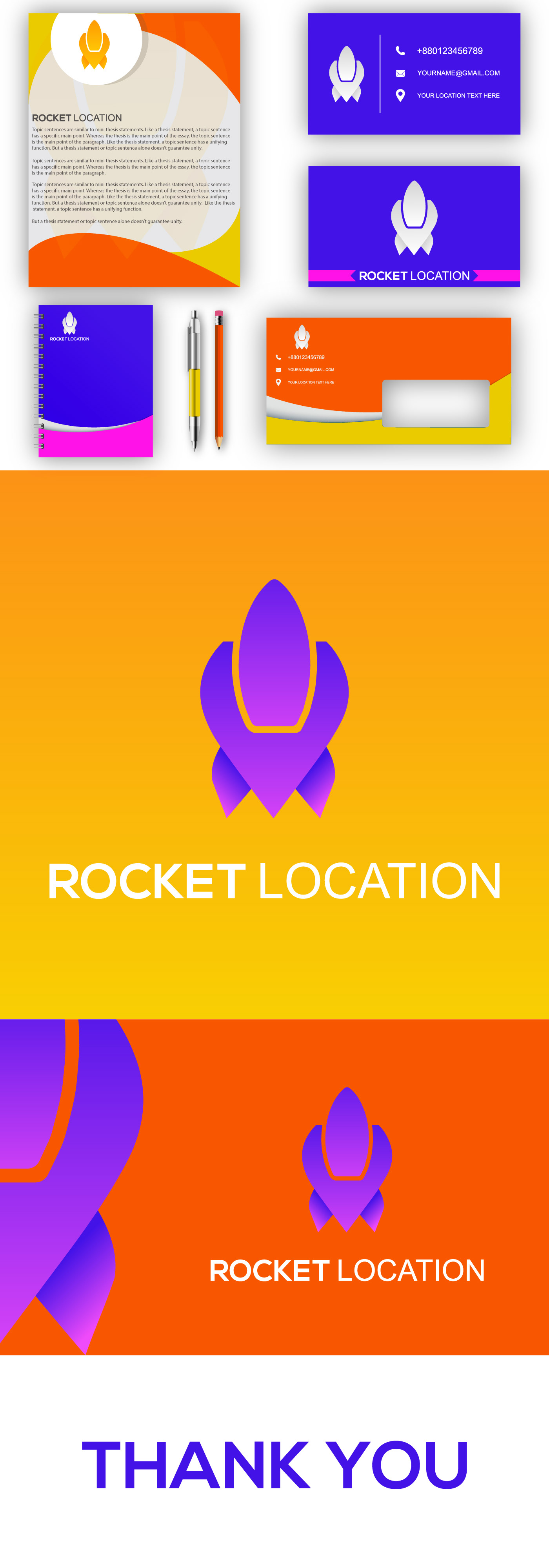 brand identity flat logo gradient logo location logo Logo & branding Logo Design Modern Logo rocket icon rocket location logo Rocket Logo 