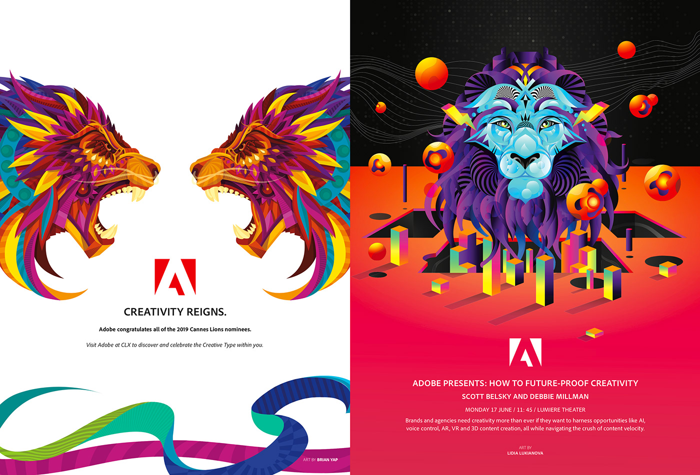 lion Cannes lions conference vector art Patterns event visual colorful Native