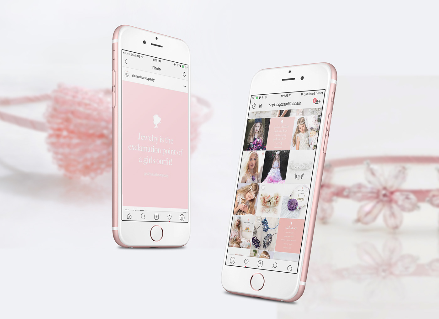 accessories branding  rebranding logo pink jewelry social media Website instagram