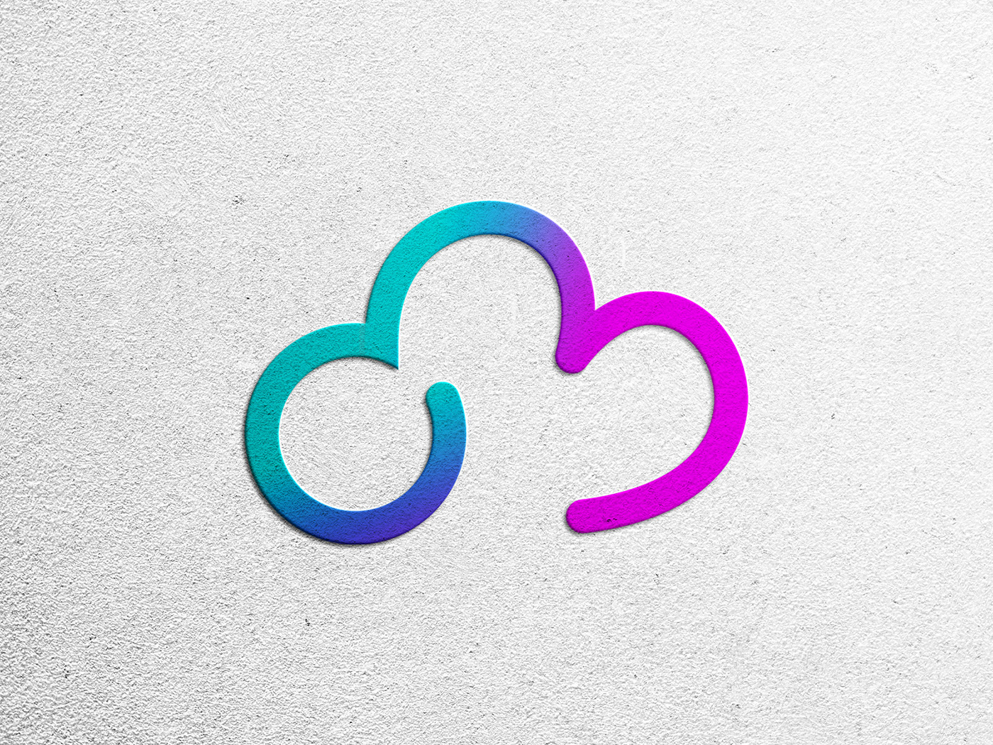 O, M Letter with Love Shape Cloud Logo