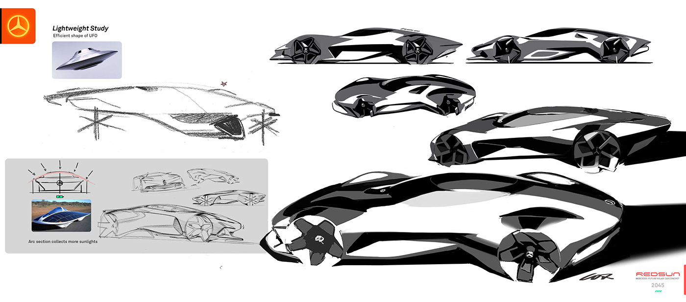 ACCD Benz car design car sketch concept car mercedes concept  redsun solar car Wayne Jung Wyein Jung