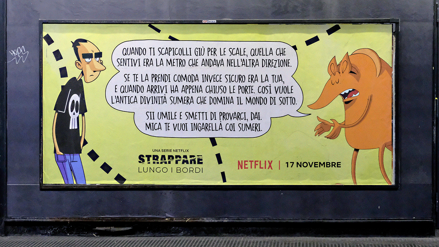 Advertising  campaign cartoon comic copywriting  Drawing  ILLUSTRATION  Netflix print zerocalcare 