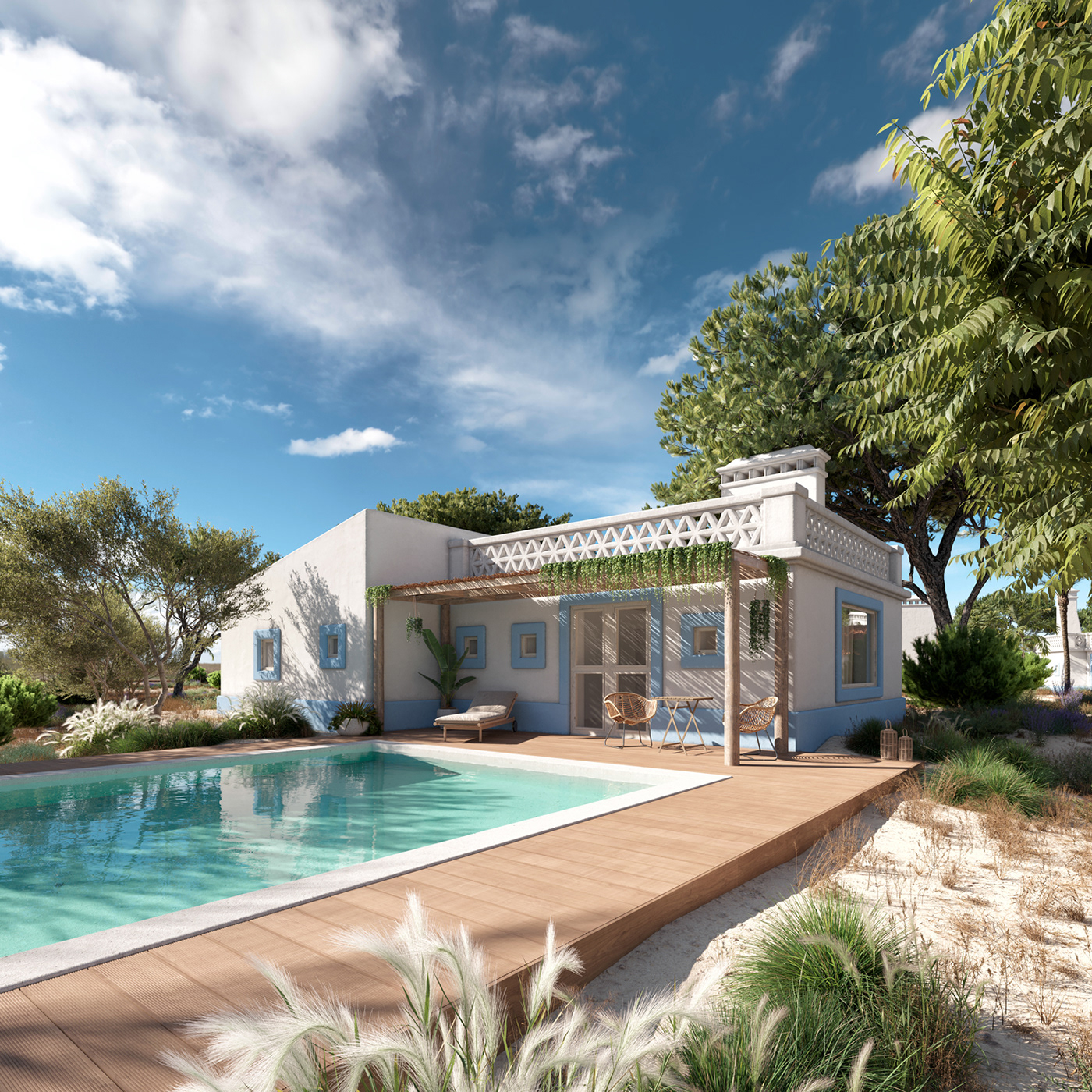 3D Visualization 3ds max architecture archviz exterior house Portugal Render resort VisEngine
