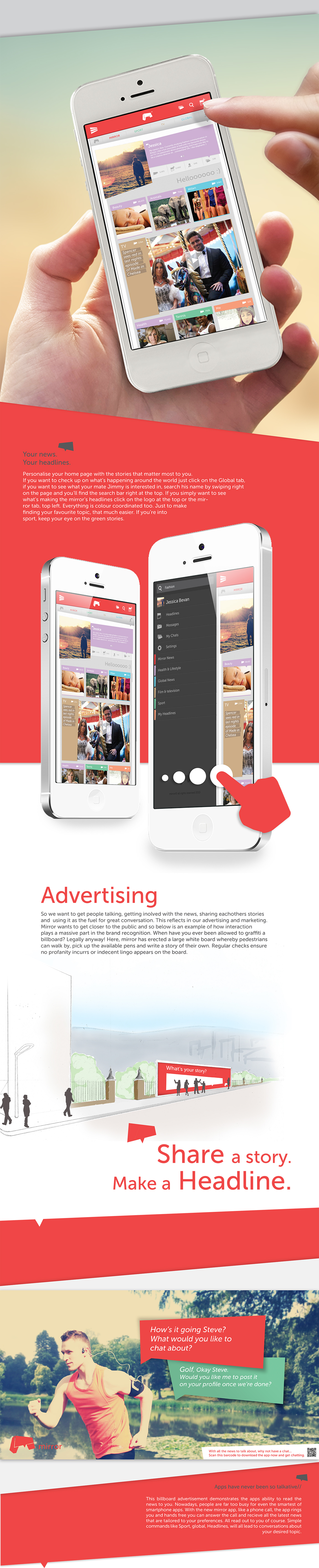 newspaper app mirror colour scheme iphone5 Layout user Interface logo presentation logos Web design InDesign