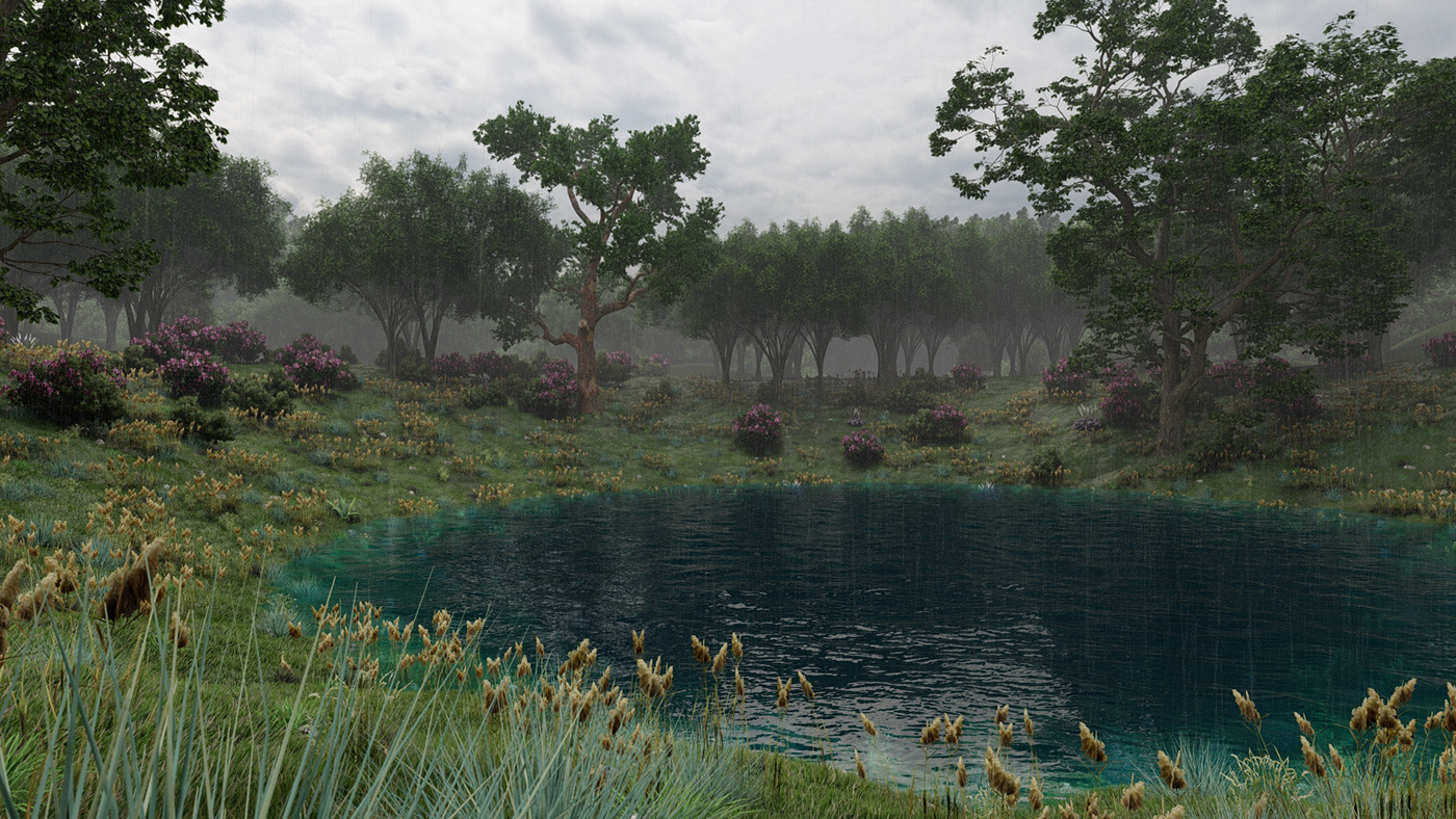 3D 3dartis 3dsmax animation  lake lumion Render trees environmental environmet