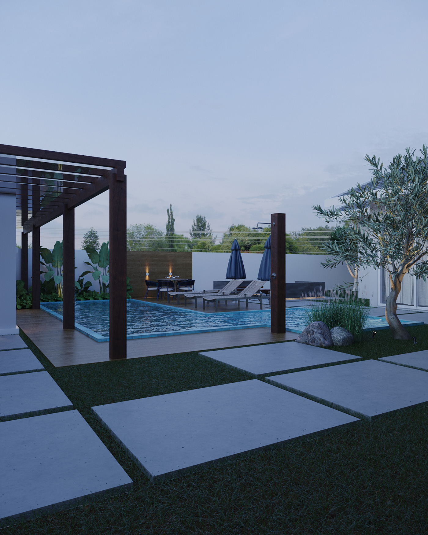 Area Gourmet projeto arquitetônico paisagismo piscina ARQUITETURA architecture Render 3ds max exterior área de festas