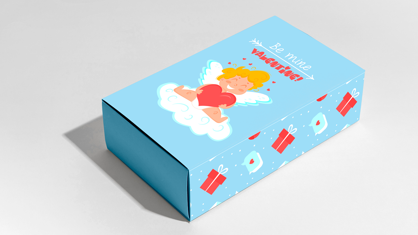 angel gift box gifts Love Packaging Valentine Angel Love Valentine's Day vector