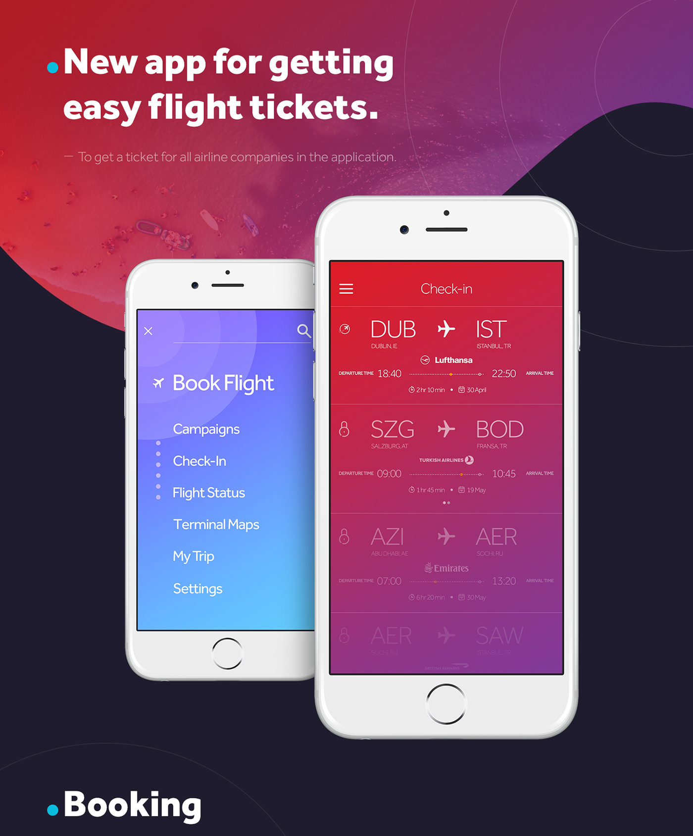 flight ios application Responsive flat design Interface app UI ux mobile