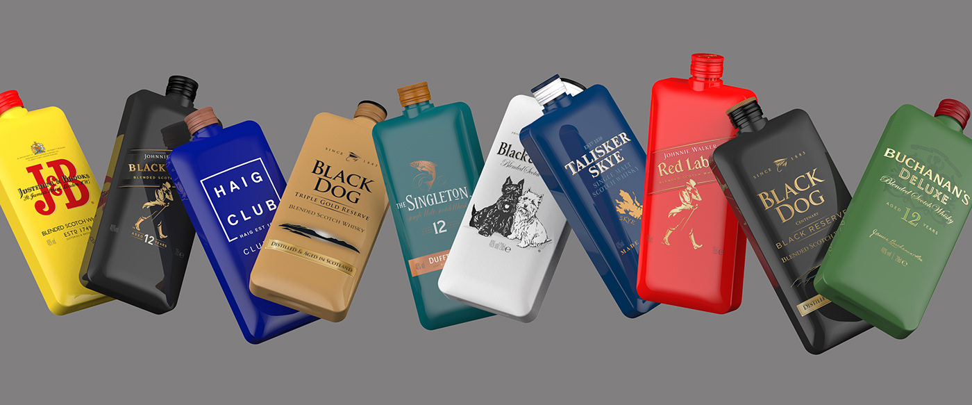 Packaging bottle flask scotch Whisky Spirits colour liquor Retail Advertising 