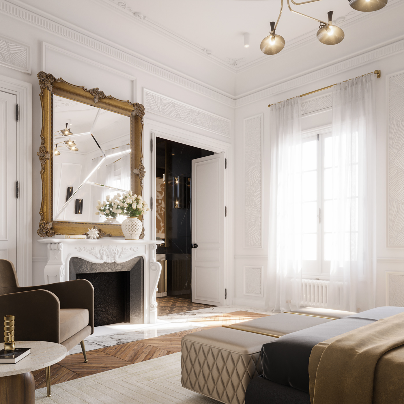 bedroom design editorial indoor Interior light luxury modern parisian Style