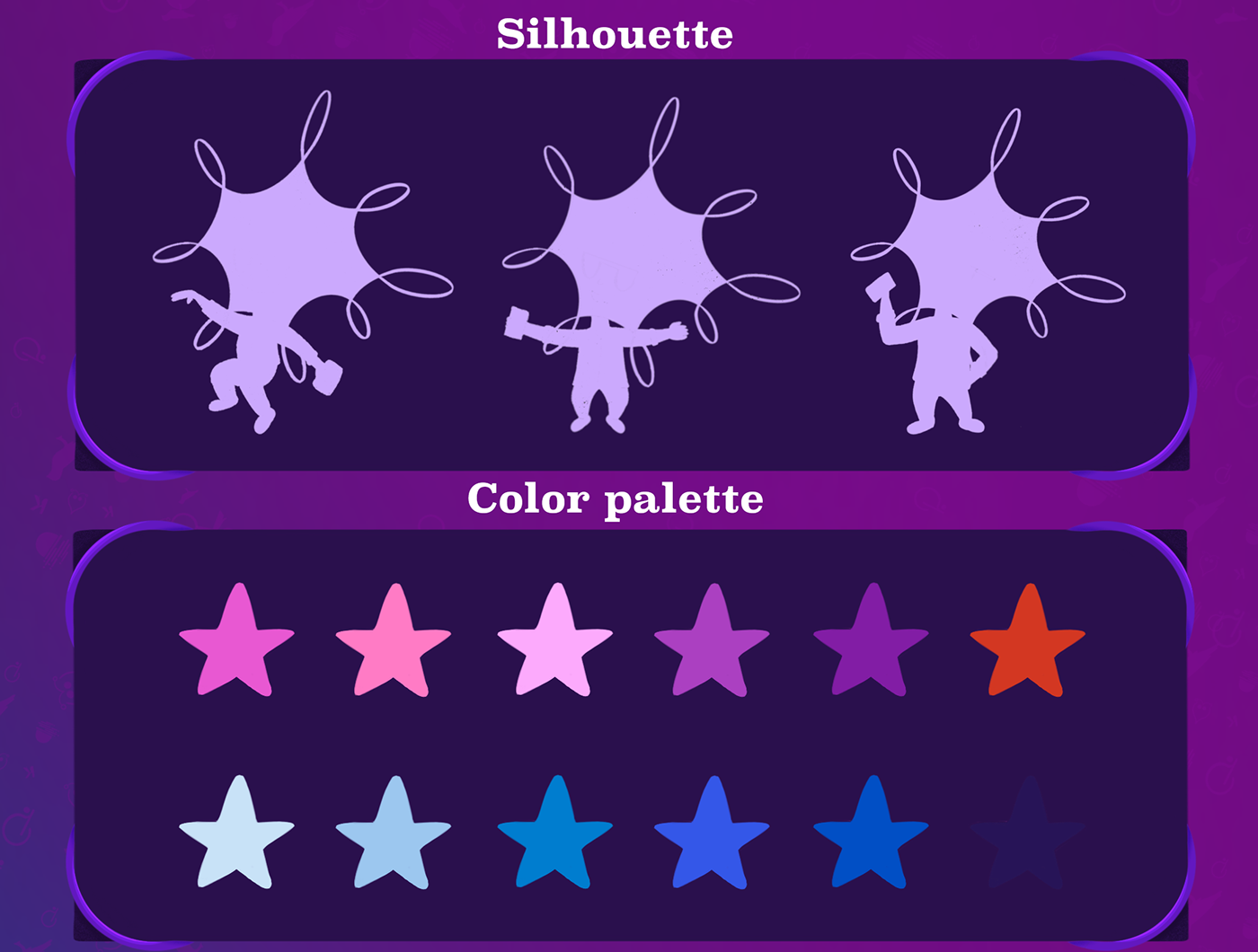 Brand character silhouette and color palette