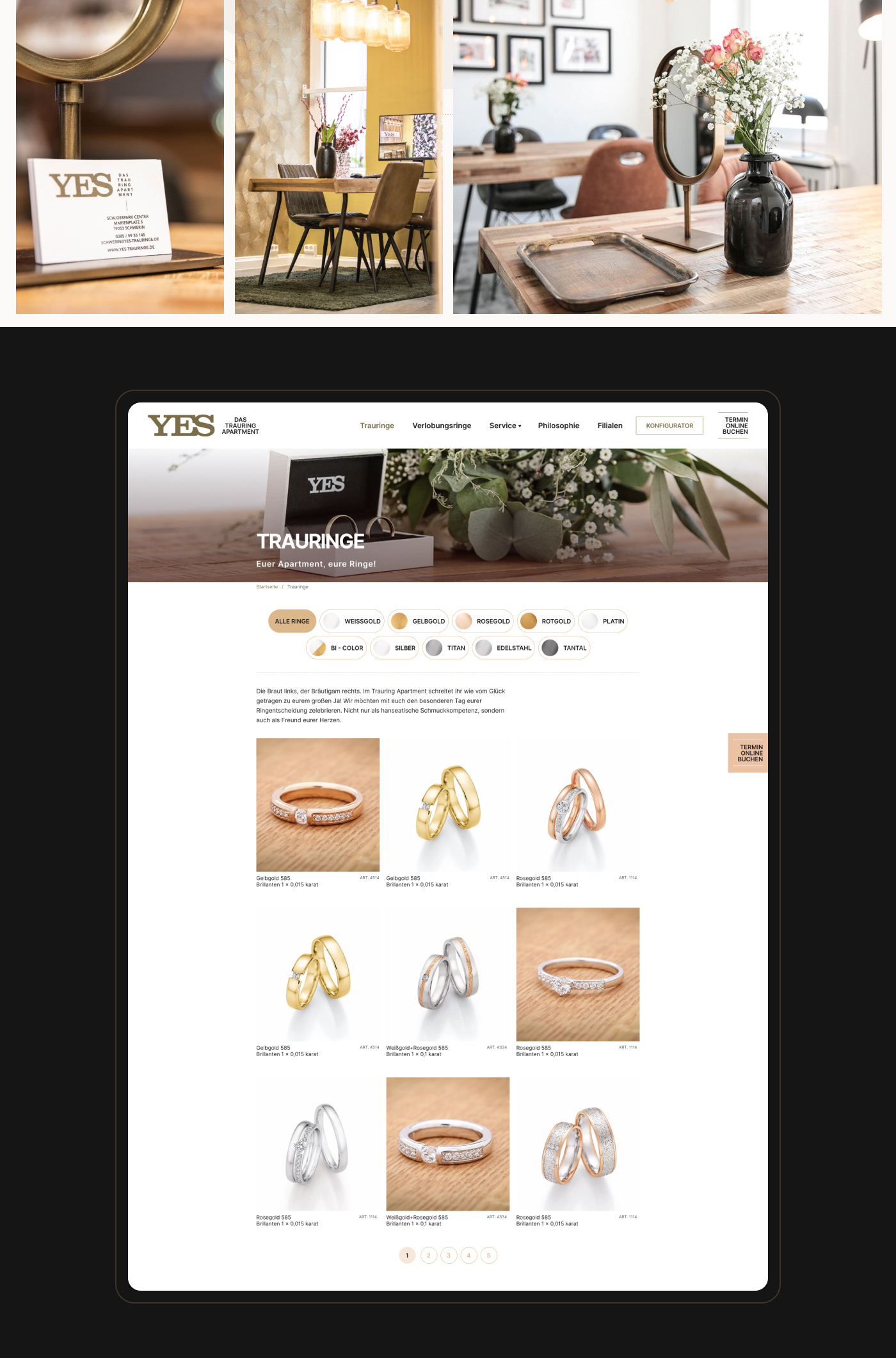 rings jewelry Jewellery wedding Webdesign UI/UX landing page elegant elegance about