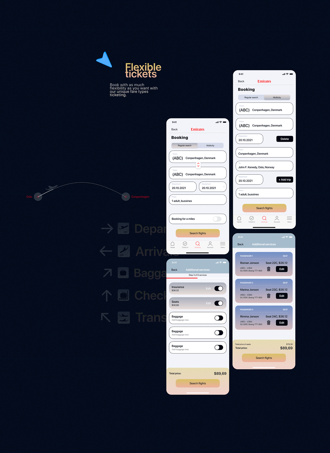 app app design application Booking flight mobile Mobile app modern tickets UI/UX