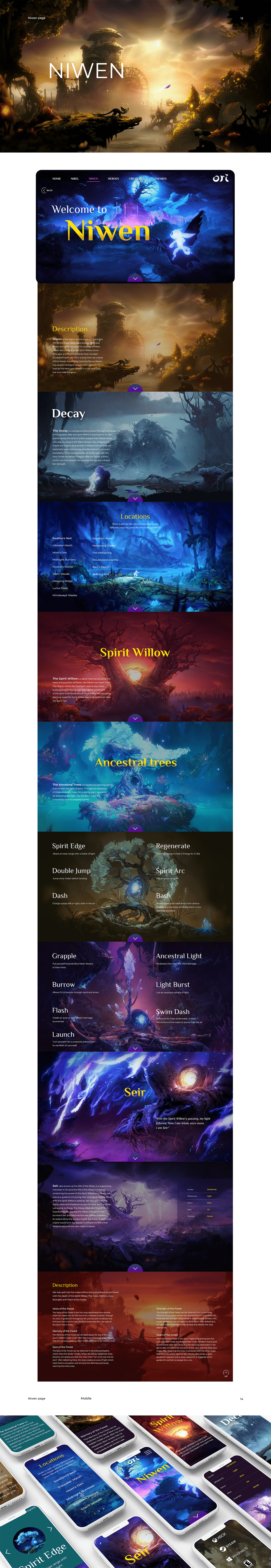 blind forest concept game game design  mobile moon studio Ori ux/ui Web Design  Will of the Wisps