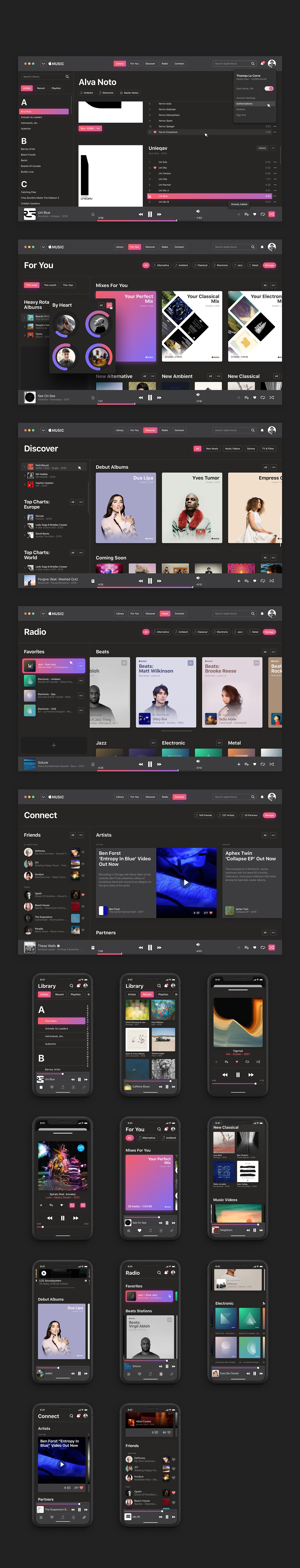 music app apple UI ux Case Study Web mobile desktop clean