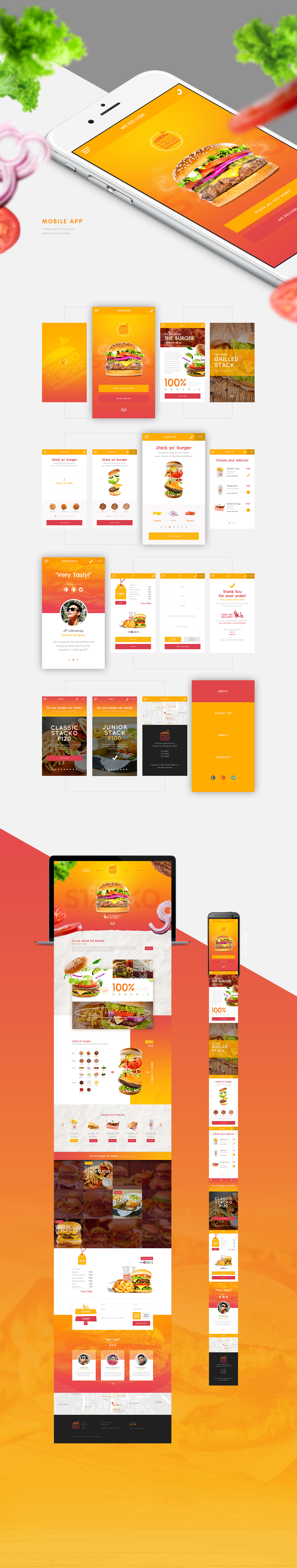 STACKO burger Website Design Mobile app graphic design 