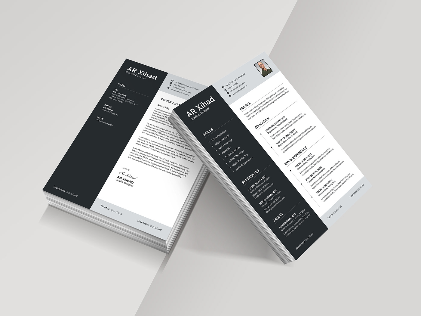 cover letter Creative Resume CV Modern Resume portfolio PROFESSIONAL RESUME Resume simple resume template