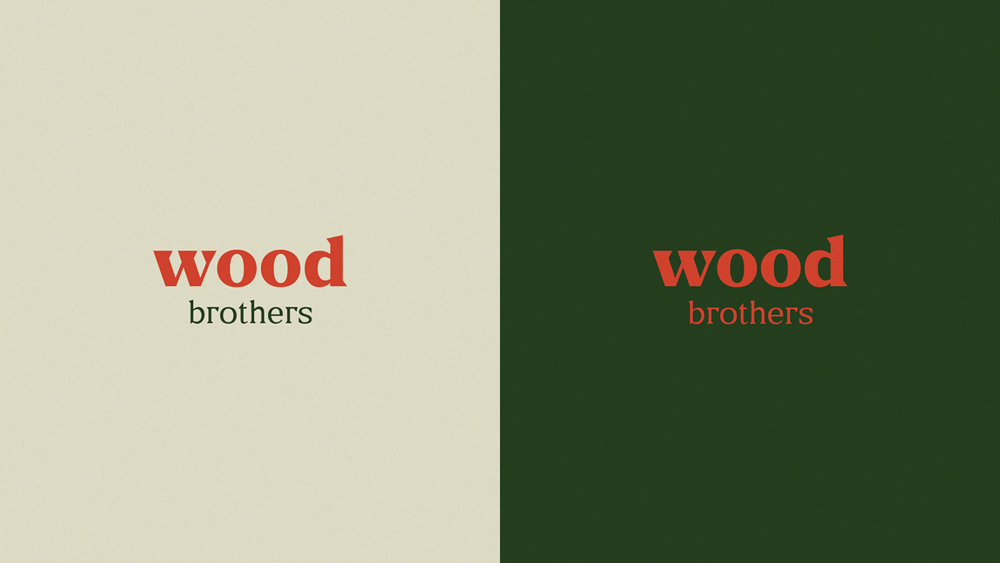logotipo wood brothers em fundo colorido