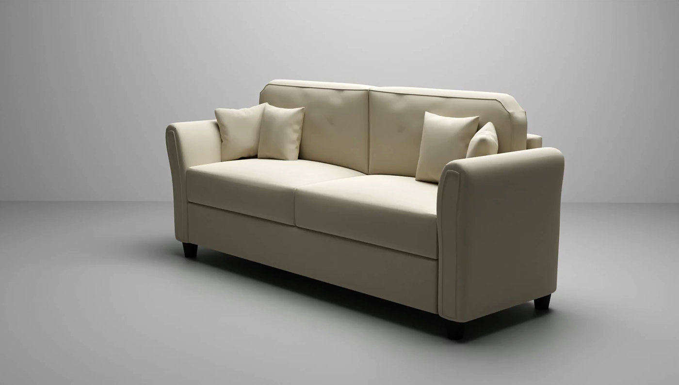 sofa design cream color with couches realistic 3d rendering