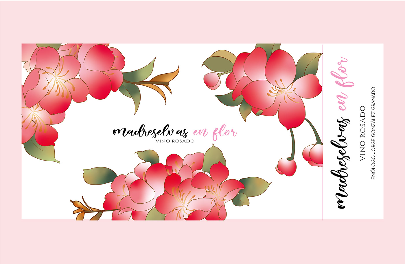 diseño gráfico etiqueta Madreselvas en flor rediseño vino vino rosado