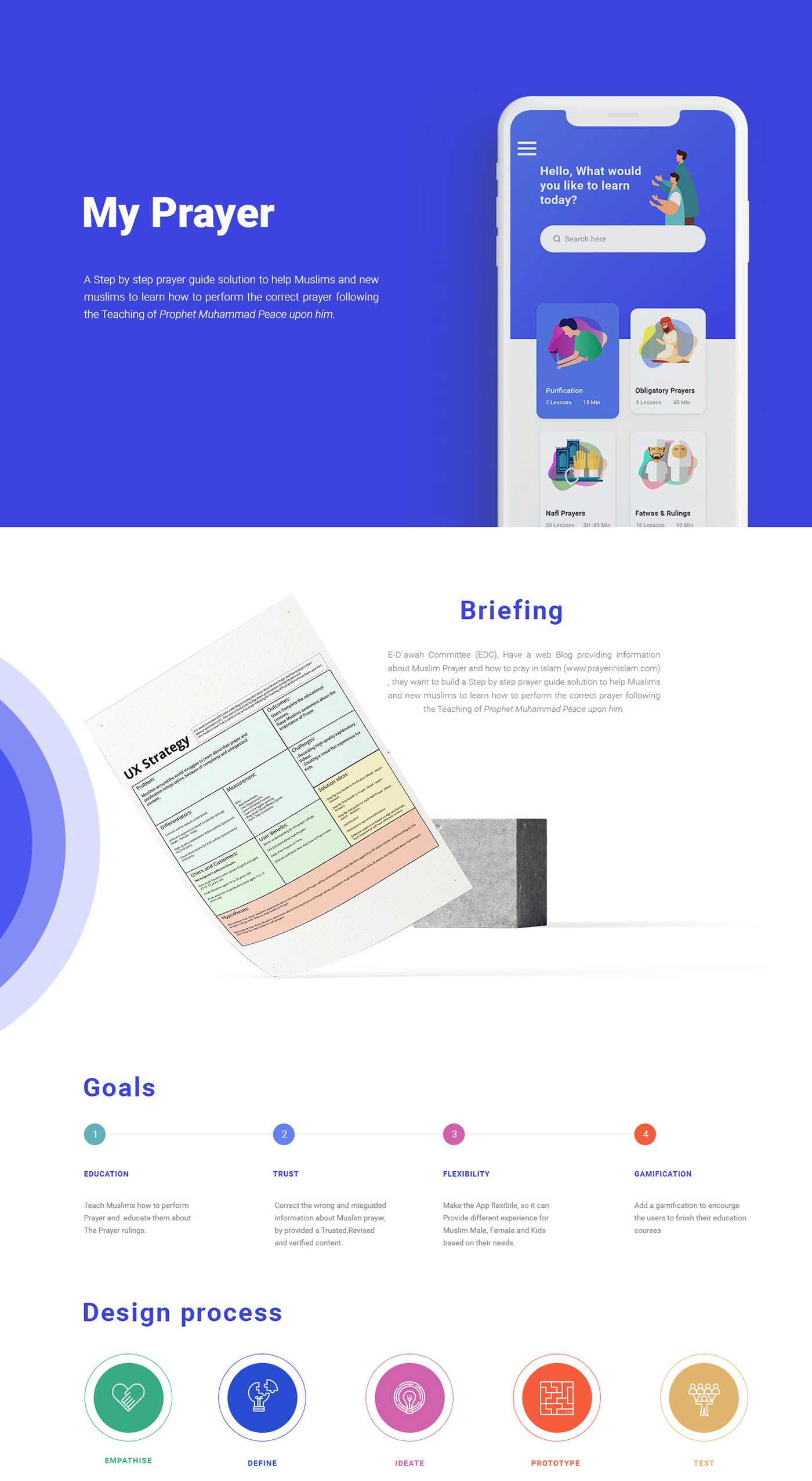 UX Case Study Case Study UX design prayer muslim Islamic App  Education Courses App e-learning