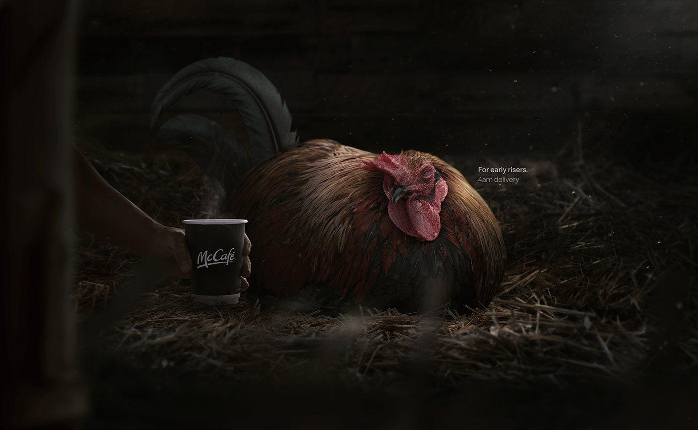 retouching  manipulation mccafe McDonalds Rooster creative ad retouch