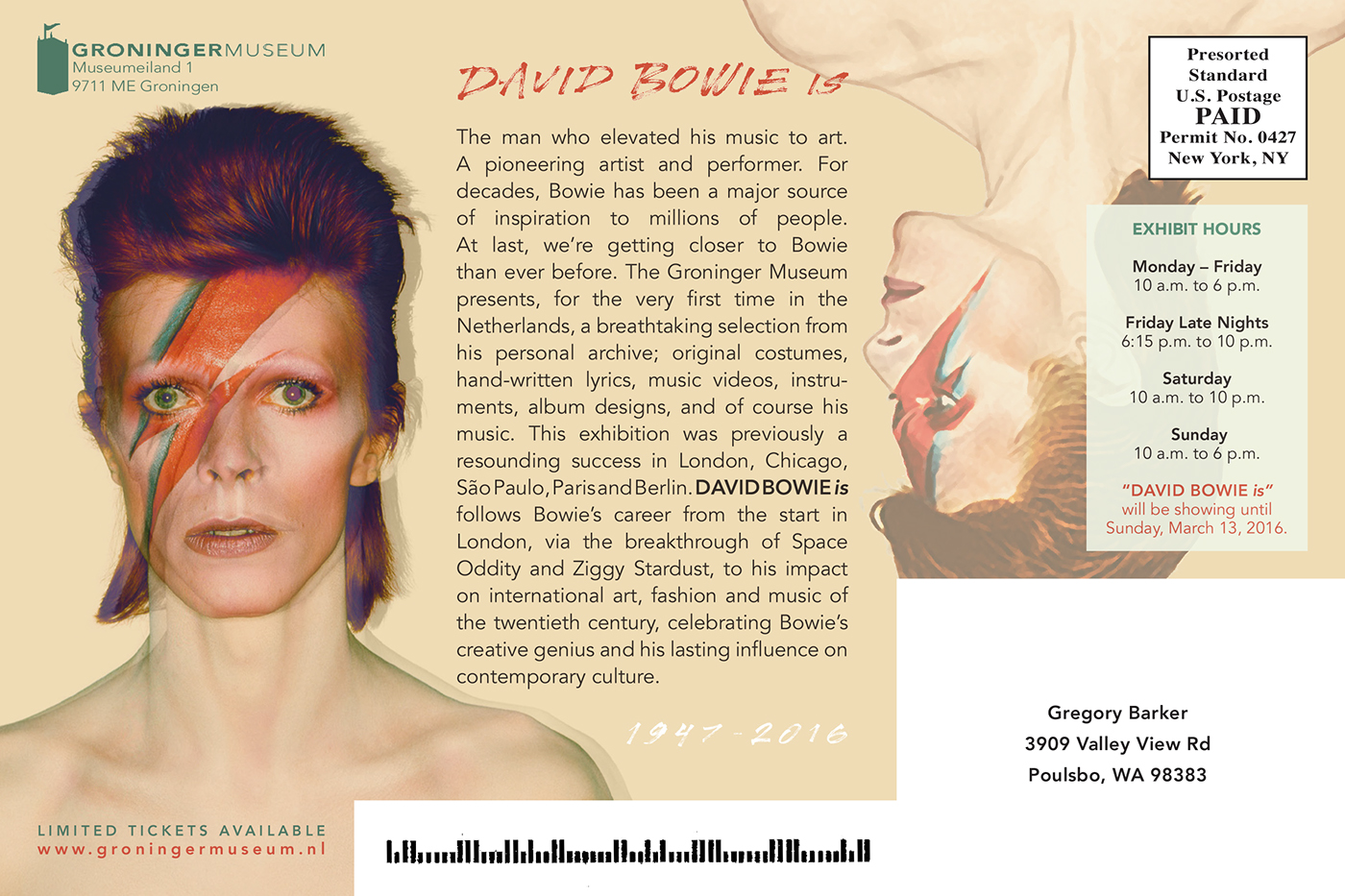 david bowie David Bowie Is postcard mailer monica holsinger m. holsinger Art Exhibit