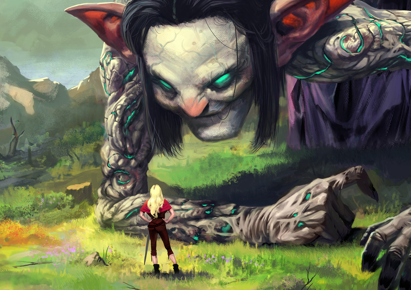 hursag hill mountain guardian demon elf giant fantasy digital painting Magic  