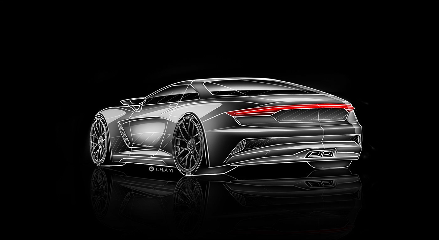 Automotive design car design concept design Porsche porsche 968 rendering sketch