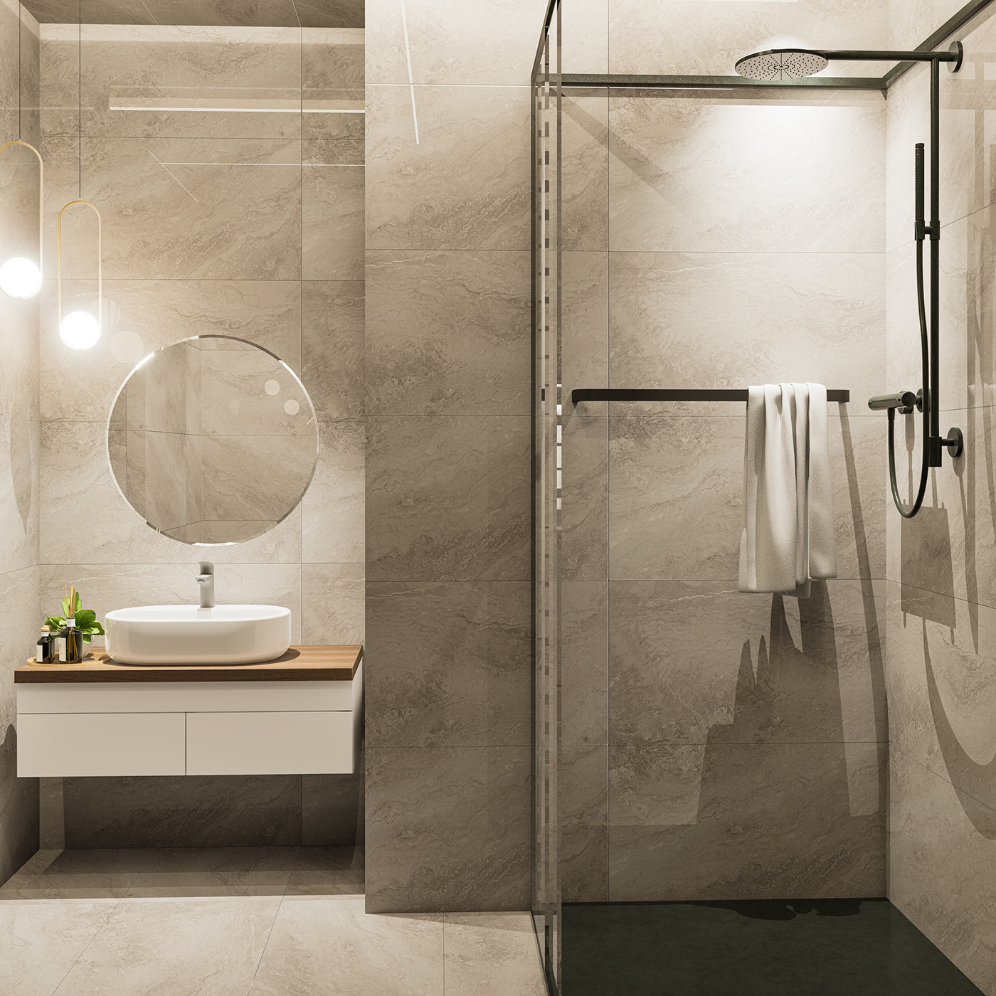 3D 3ds max Interior interior design  modern Render visualization washroom