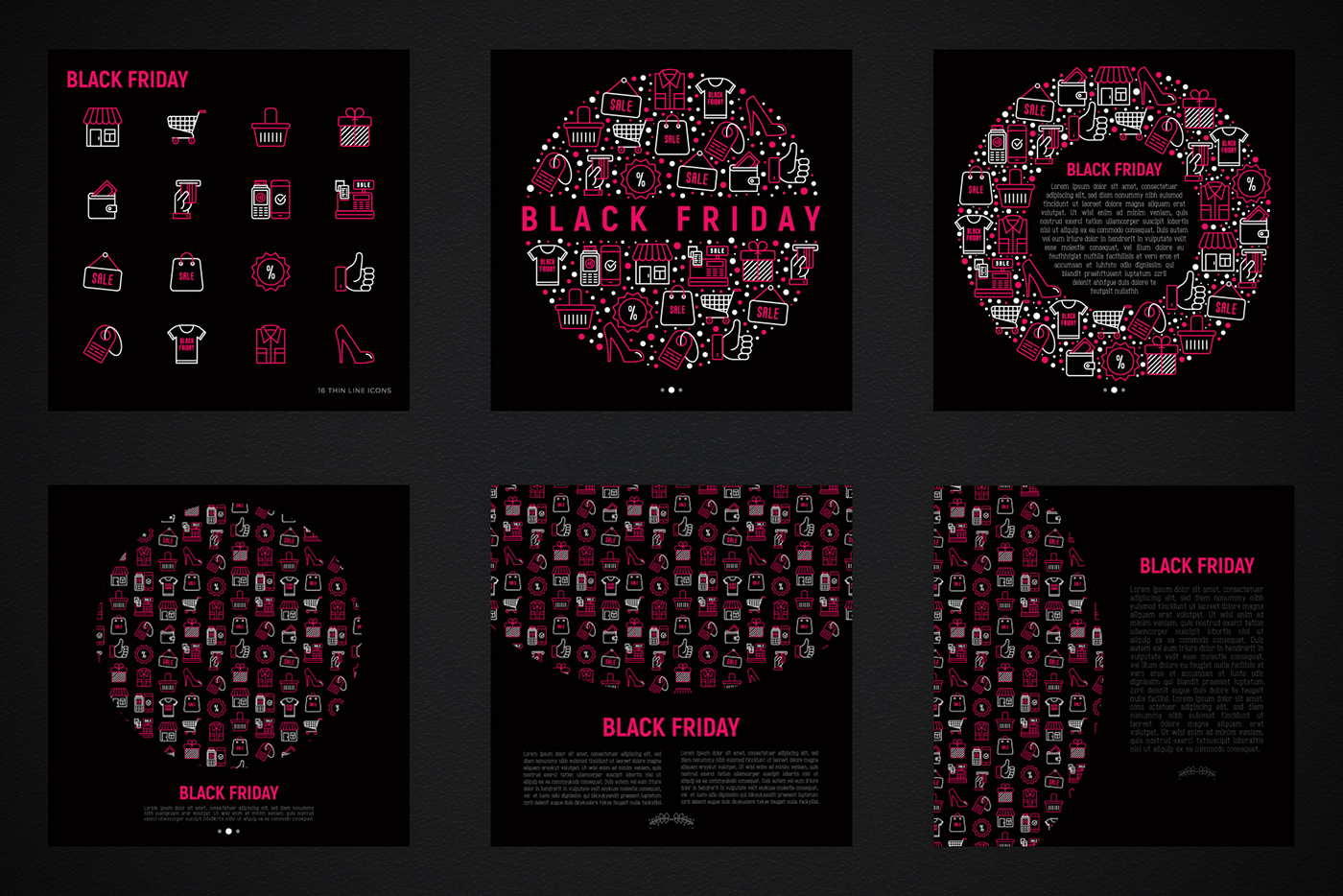 concept Black Friday sale Icon ILLUSTRATION  design seamless pattern set template
