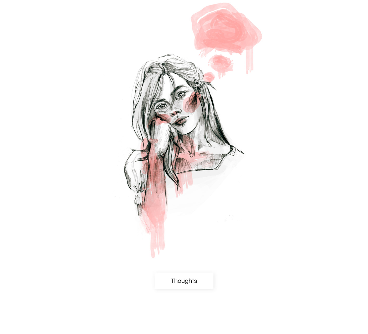 girl portrait watercolor Drawing  painting   sketch doodle melancholia pencil