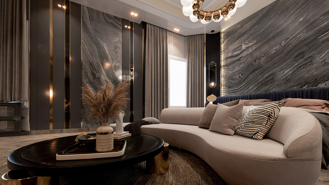 bedroom Blackmirror dressing fancy gold leather luxury Marble portrait Wood Cladding