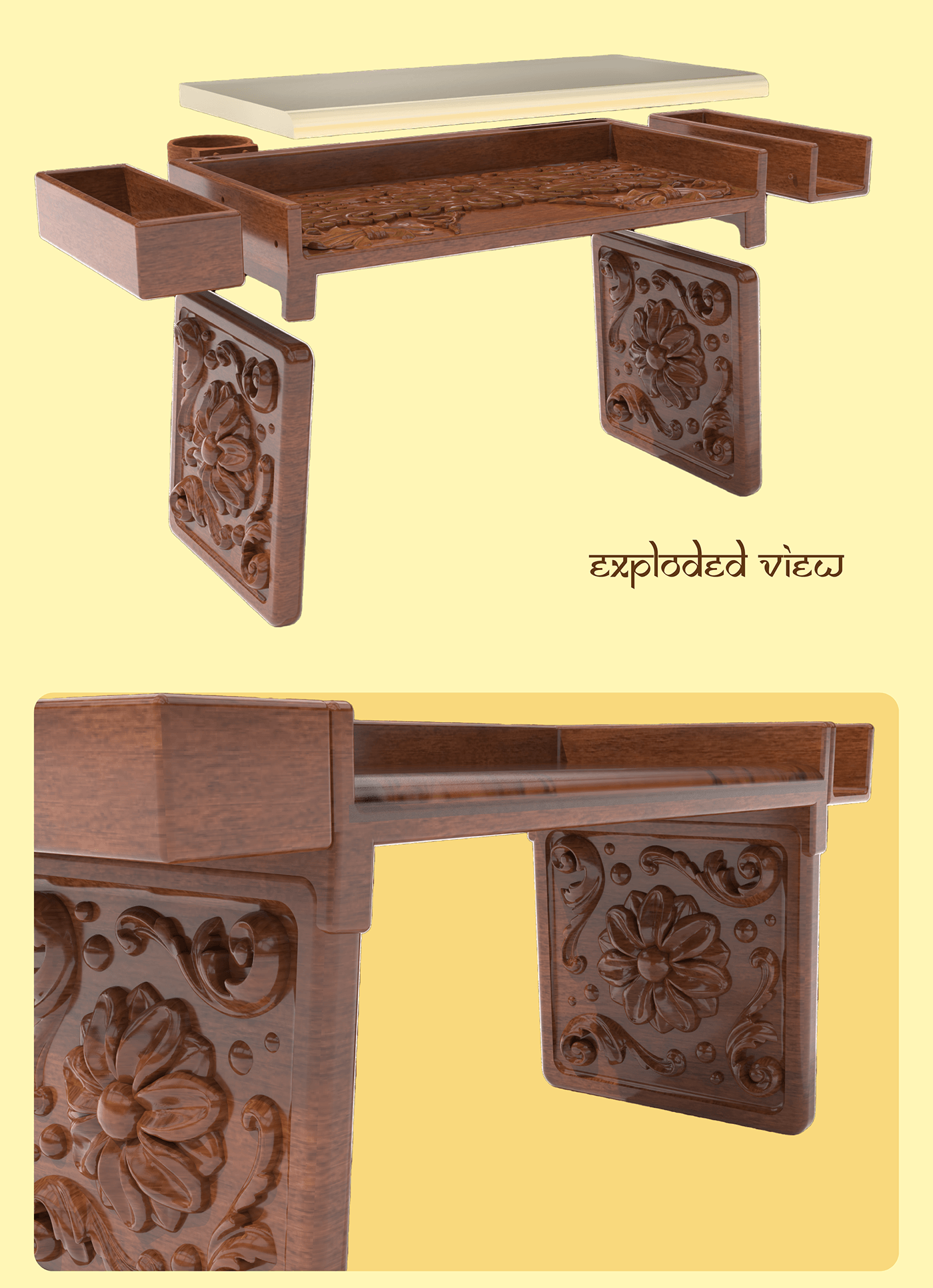 wood carving craft wood table furniture design  3D product design  furniture Office bed table