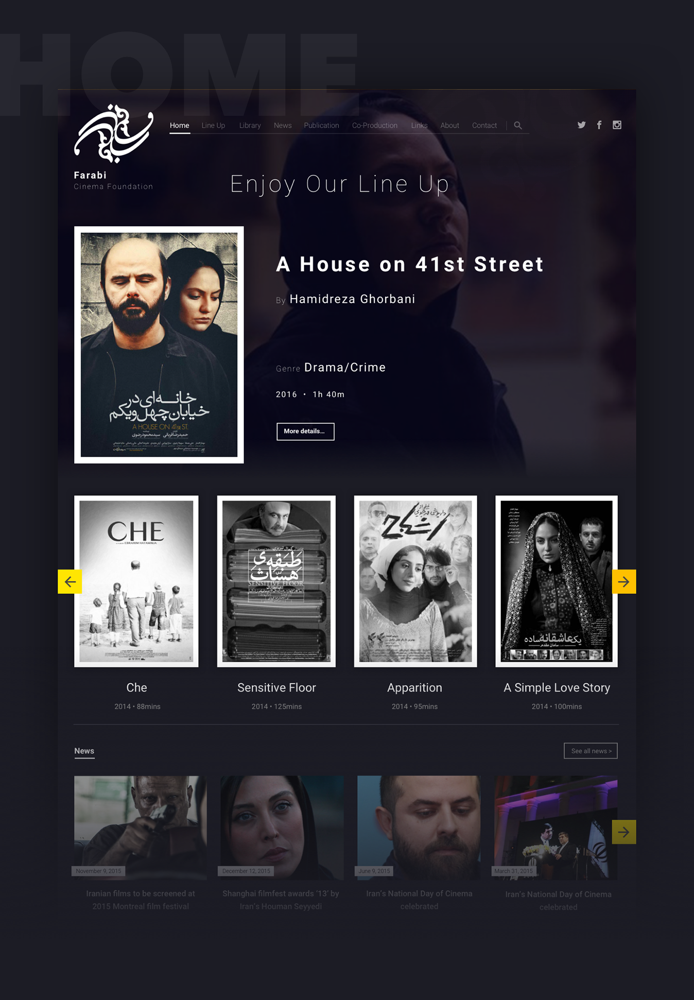 Cinema foundation Movies Web Farabi UI ux design culture