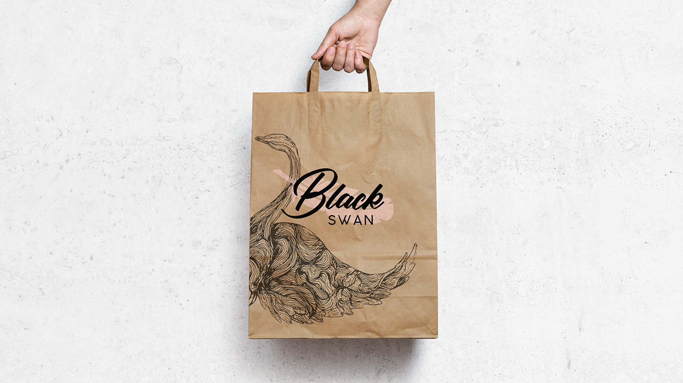 logo design Label winelabel wine bottle black swan ILLUSTRATION  lineart