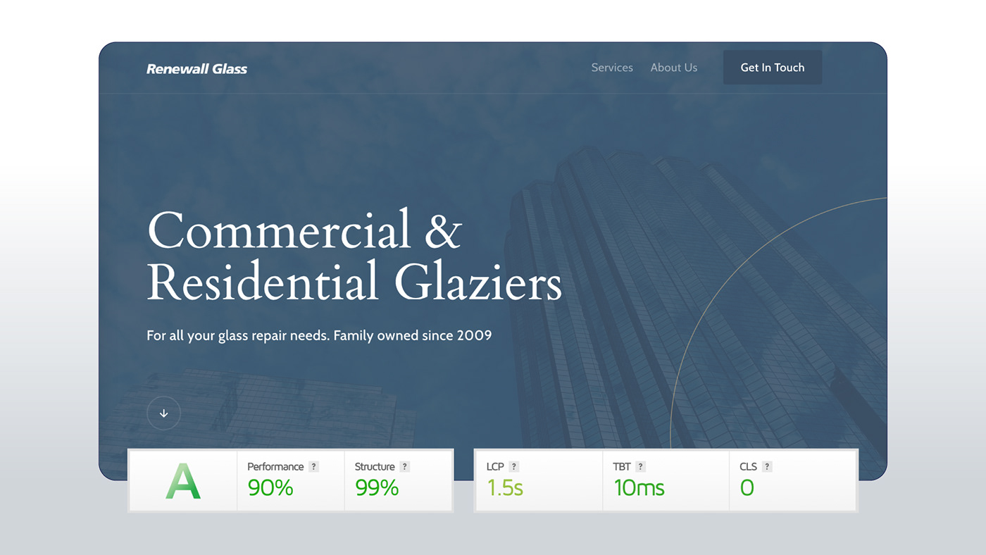 Case Study clean fast glass Glazing rebuild Renewall simple Website