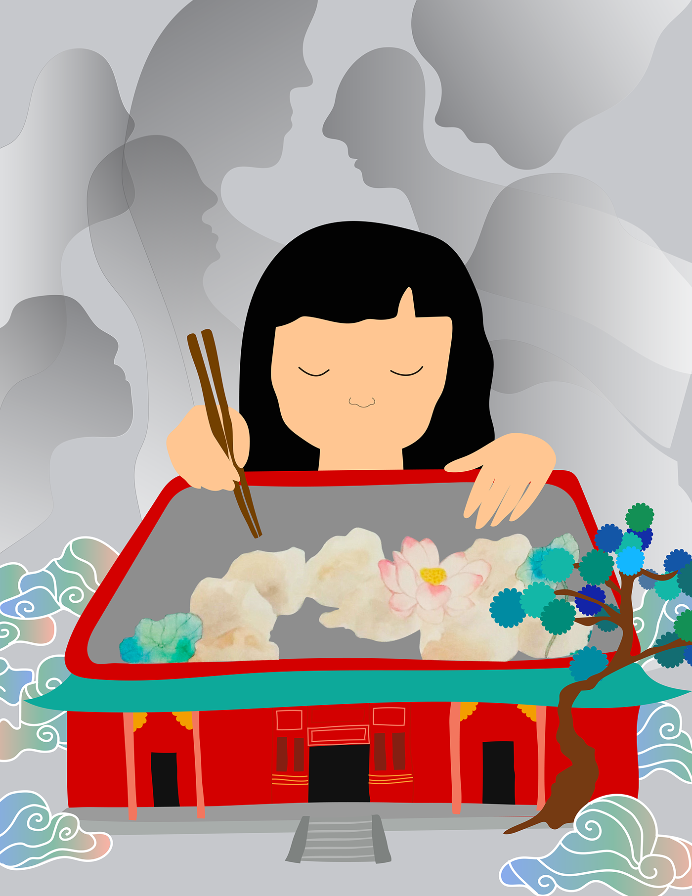 ILLUSTRATION  dumplings asian-american Food  Chinese-American digital illustration Asian Food Chinese Food