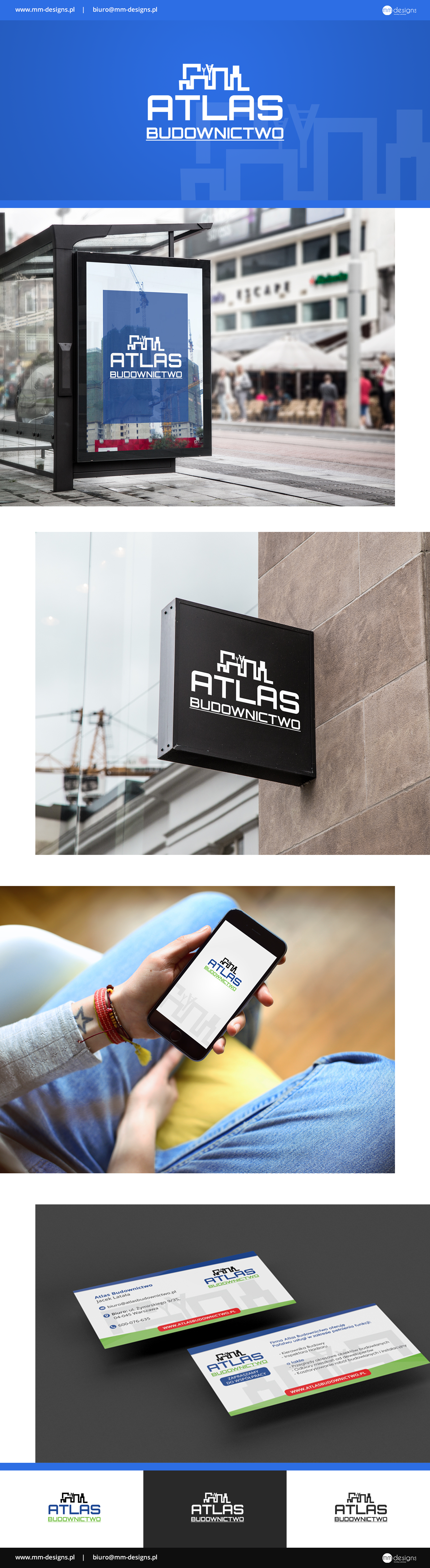 brand business card logo identification visual mm designs marcin micewicz poznan atlas construction