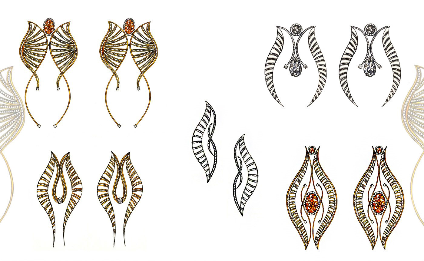 Earring design earrings jewelry Jewelry Design  product development design process diamond  gold luxury silver