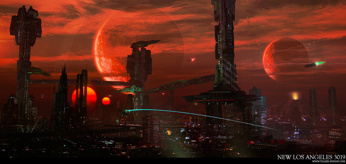 concept art painting   Scifi design industrial city Dystopia environment dark