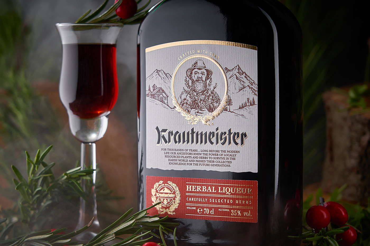43oz design studio herbal liqueur sodiko krautmeister label design alcohol Packaging Moldova belgium