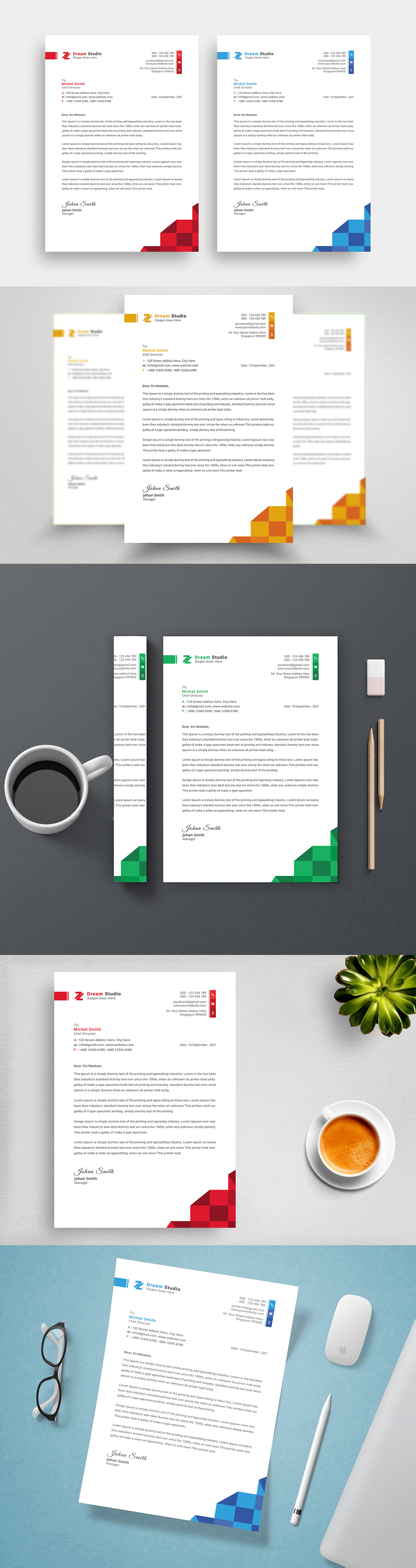 2021 letterhead Branding design brochure business card Corporate Identity corporate letterhead Letterhead Design Letterhead template Stationery three-dimensional